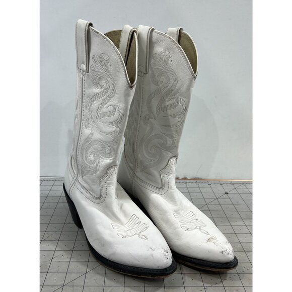 Durango Shoes - Durango Women’s White Leather Western Cowboy Boots Size 8 Embroidered Design
